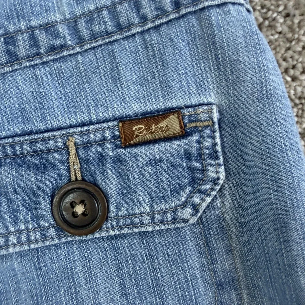 Y2K Riders Utility Shorts Womens 12M Blue Denim Drawstring Pockets Casual Summer